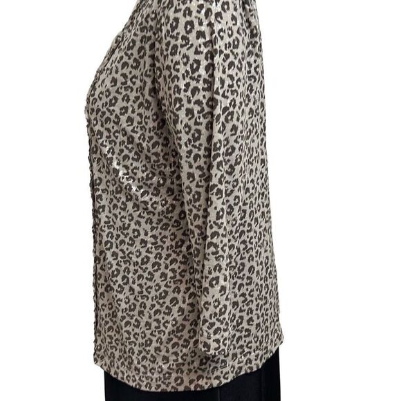 Chicos Travelers Animal Print Open Front Cardigan Lightweight Size 1 Medium - Picture 5 of 8